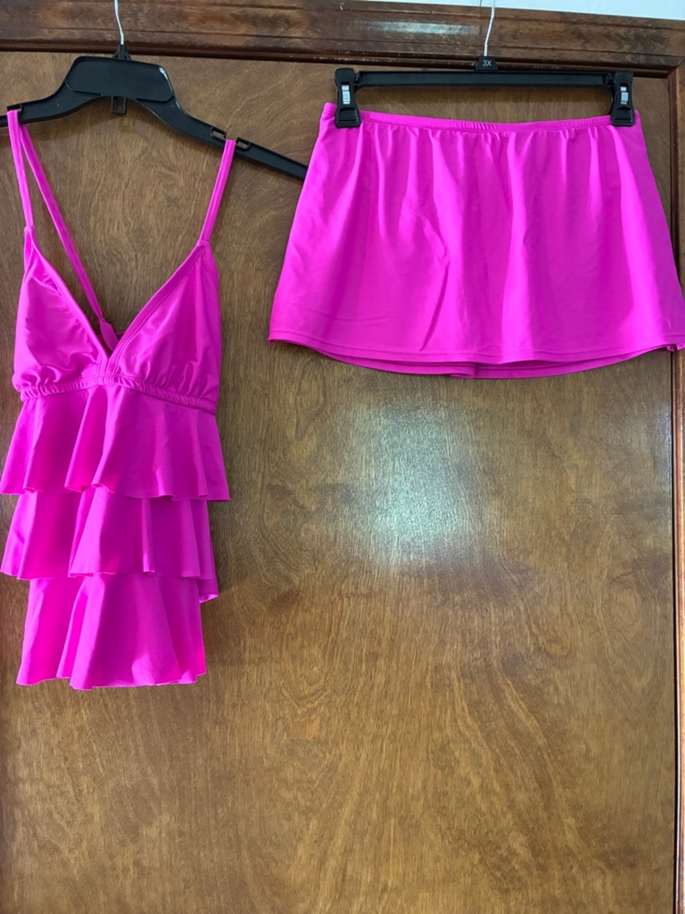 Catalina Hot Pink Ruffle Swim Top and Skirt Set